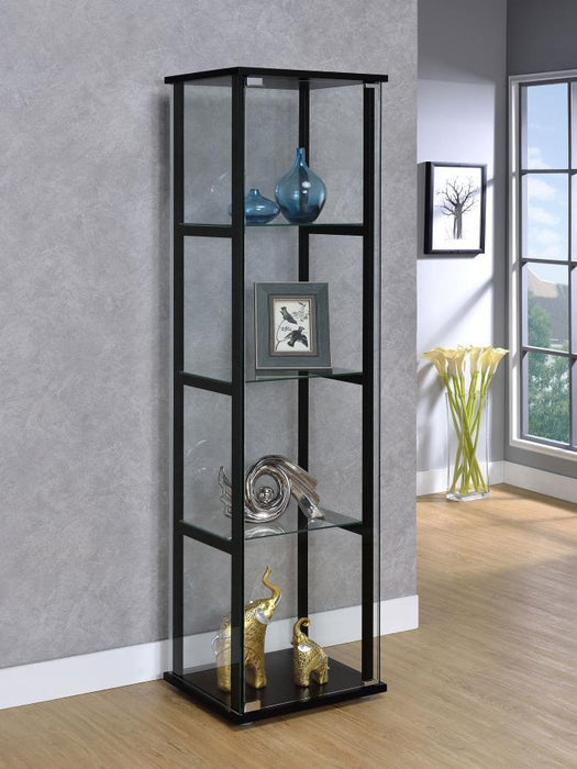 Cyclamen - 4-Shelf Glass Curio Cabinet - Black And Clear Sacramento Furniture Store Furniture store in Sacramento