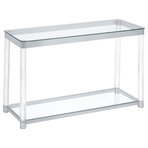 Anne - Sofa Table With Lower Shelf - Chrome And Clear Sacramento Furniture Store Furniture store in Sacramento