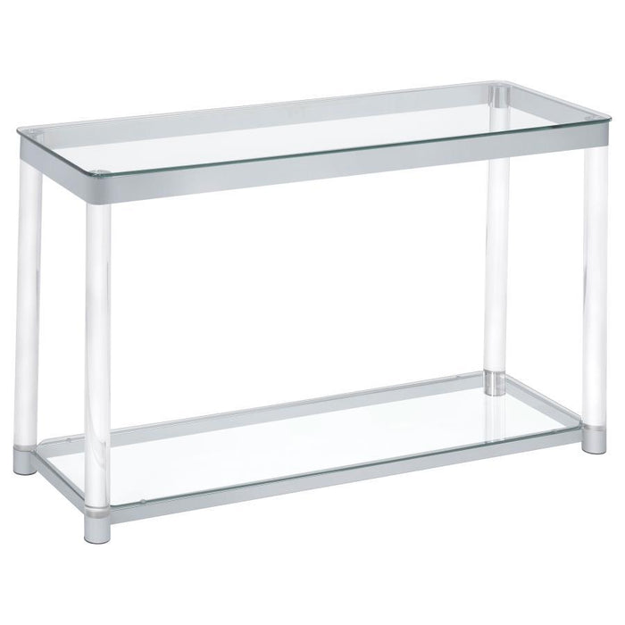 Anne - Sofa Table With Lower Shelf - Chrome And Clear Sacramento Furniture Store Furniture store in Sacramento