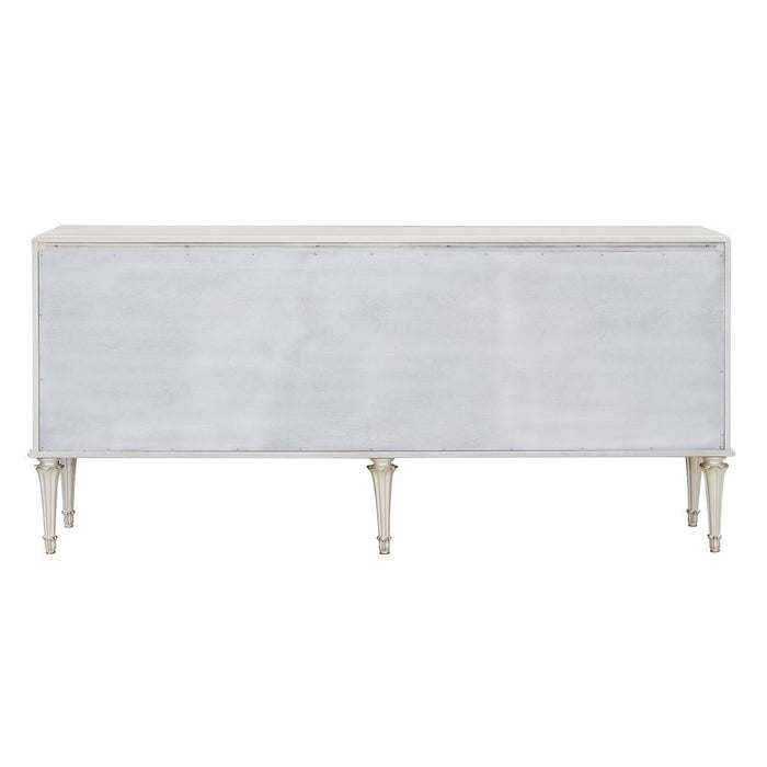 Ansaldo - Console Cabinet - Pearl White & Silver Shimmer