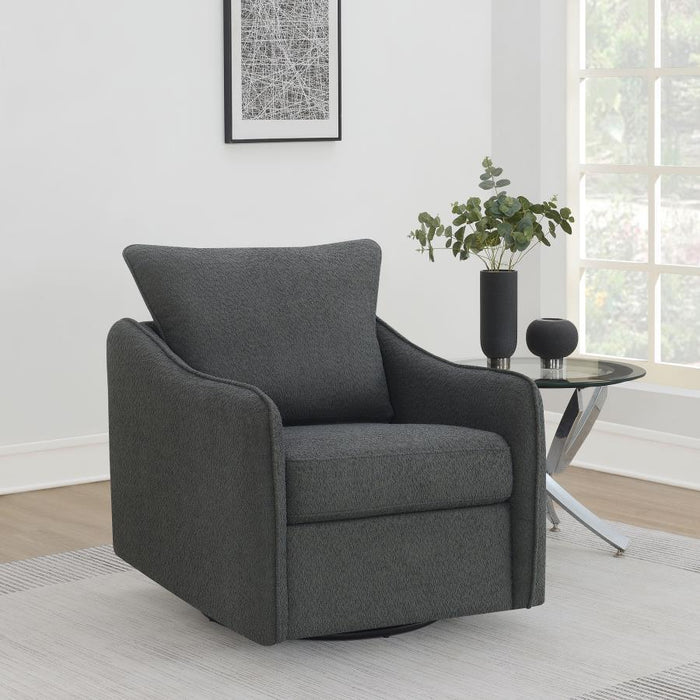 Madia - Boucle Upholstered Swivel Glider Chair - Charcoal Grey