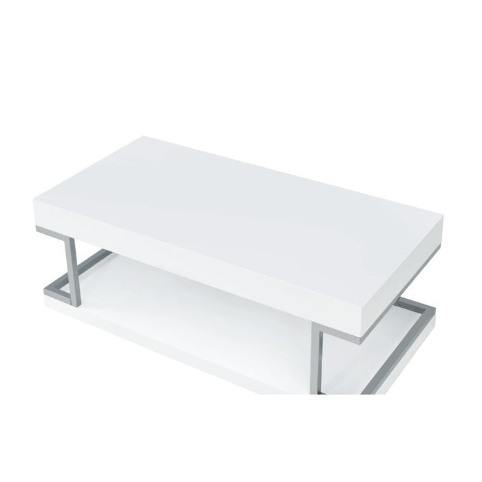 Aspers Coffee Table - White High Gloss & Chrome Sacramento Furniture Store Furniture store in Sacramento