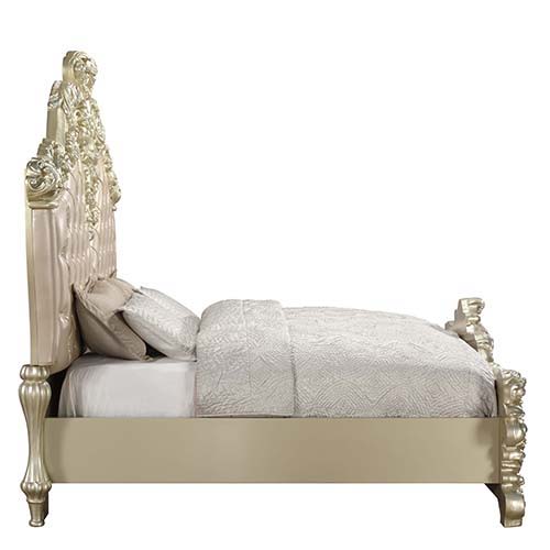 Vatican - Eastern King Bed - PU Leather, Light Gold & Champagne Silver Finish Sacramento Furniture Store Furniture store in Sacramento