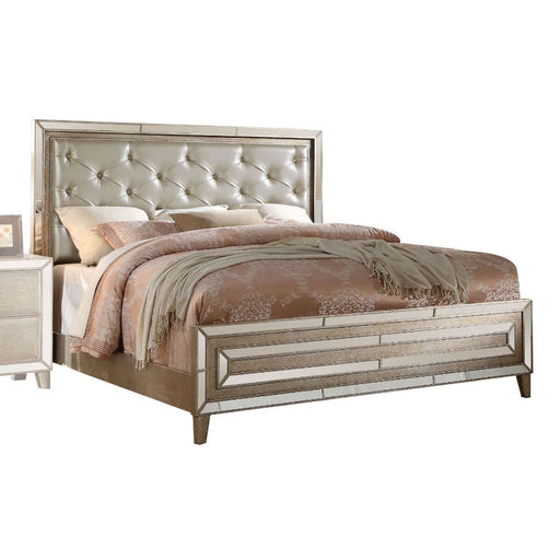 Voeville - Eastern King Bed - Matte Gold PU & Antique Silver Sacramento Furniture Store Furniture store in Sacramento