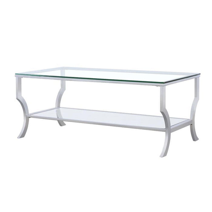 Saide - Rectangular Coffee Table With Mirrored Shelf - Chrome Sacramento Furniture Store Furniture store in Sacramento