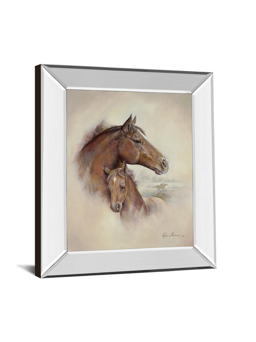 Race Horse Il By Ruane Manning - Mirror Framed Print Wall Art - Dark Brown