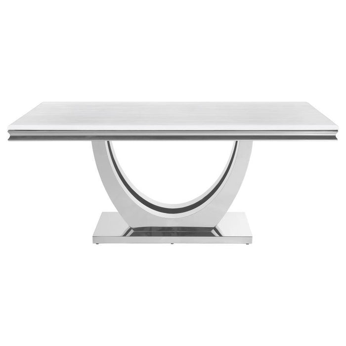 Kerwin - Rectangle Faux Marble Top Dining Table - White And Chrome Sacramento Furniture Store Furniture store in Sacramento