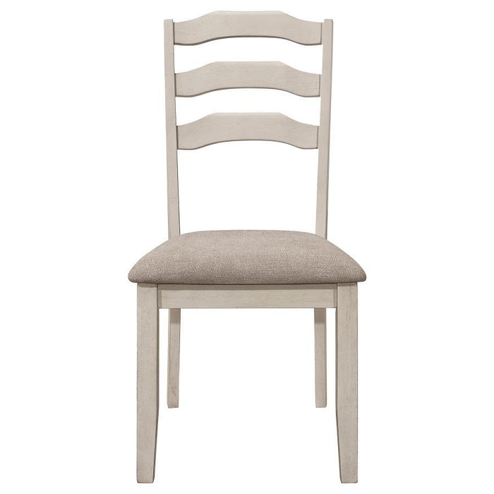 Ronnie - Ladder Back Padded Seat Dining Side Chair (Set of 2) - Khaki And Rustic Cream