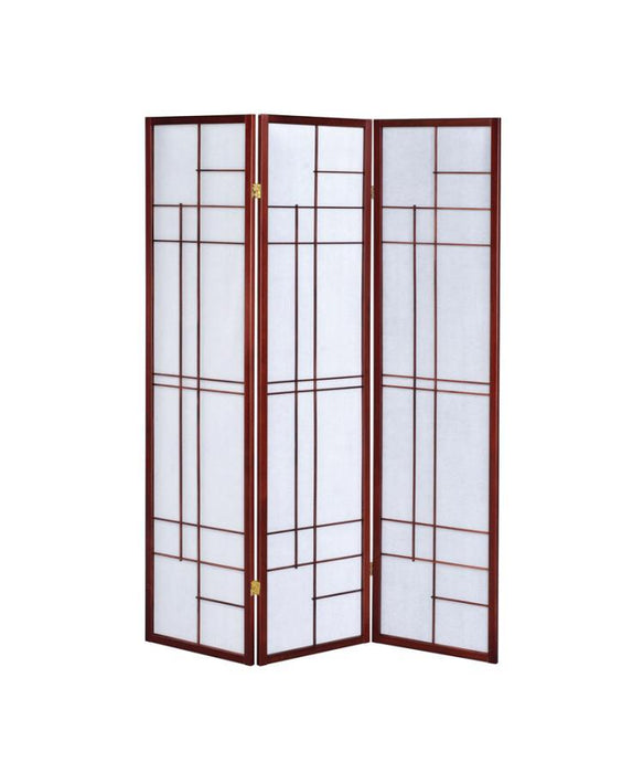 Katerina - 3-Panel Folding Floor Screen - White And Cherry Sacramento Furniture Store Furniture store in Sacramento