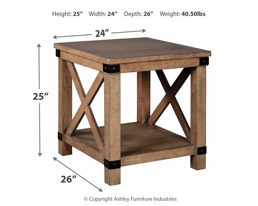 Aldwin - Gray - Rectangular End Table - Crossbuck Styling Sacramento Furniture Store Furniture store in Sacramento