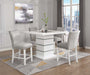 Elizaveta - Counter Height Table - Gray Velvet, Faux Crystal Diamonds &White High Gloss Finish Sacramento Furniture Store Furniture store in Sacramento