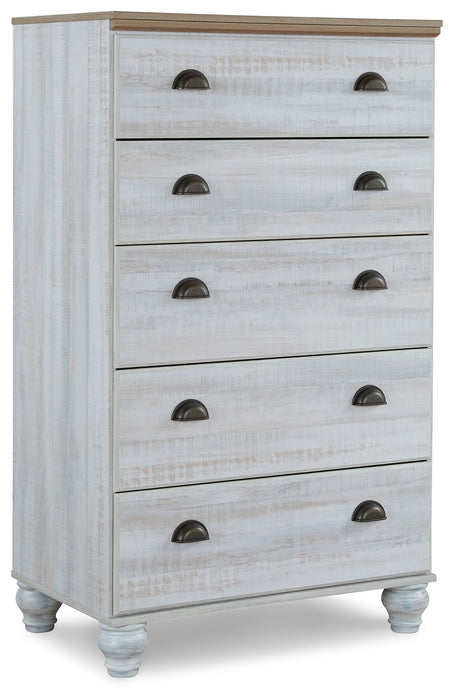 Haven Bay - Brown / Beige - Five Drawer Chest Sacramento Furniture Store Furniture store in Sacramento