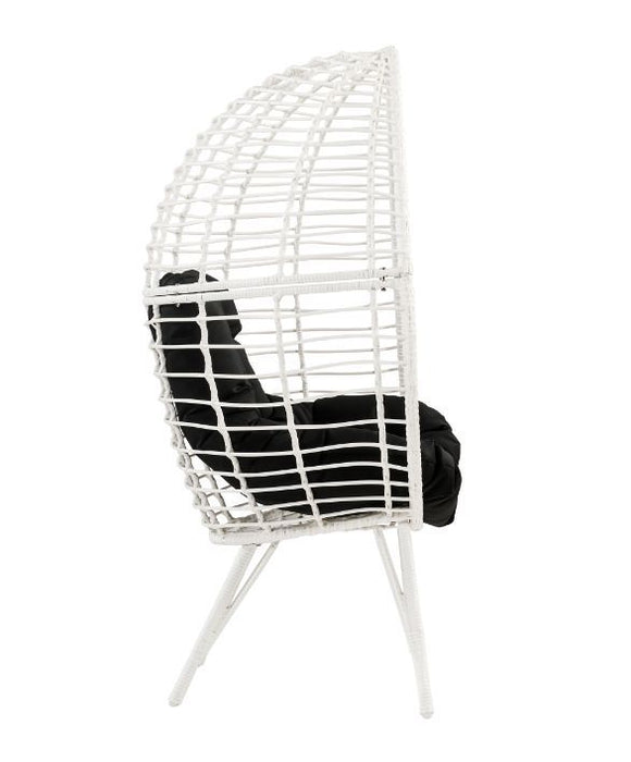 Galzed - Patio Lounge Chair - Black Fabric & White Wicker Sacramento Furniture Store Furniture store in Sacramento