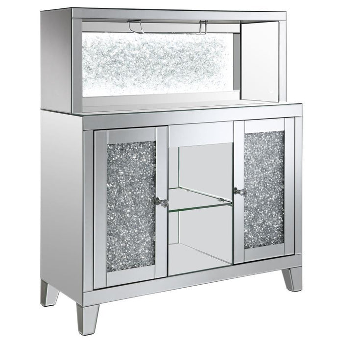 Yvaine - 2-Door Mirrored Wine Cabinet With Faux Crystal Inlay - Silver Sacramento Furniture Store Furniture store in Sacramento