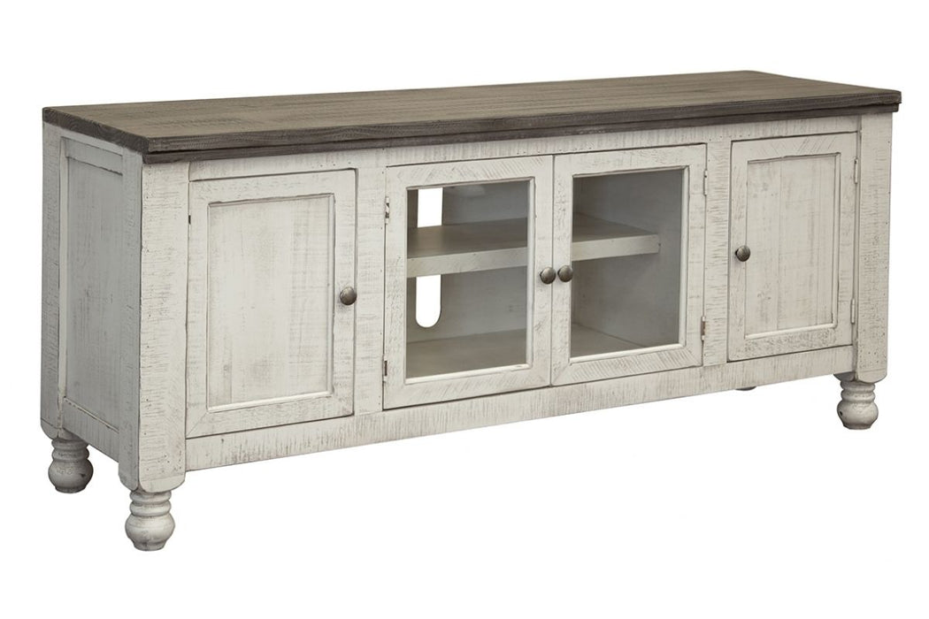 Stone - TV Stand / Wall Unit - Antiqued Ivory / Weathered Gray