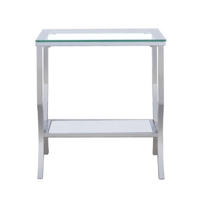 Saide - Square End Table With Mirrored Shelf - Chrome Sacramento Furniture Store Furniture store in Sacramento