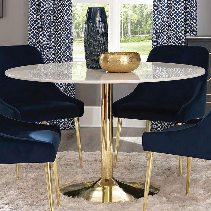 Kella - Round Marble Top Dining Table - White And Gold Sacramento Furniture Store Furniture store in Sacramento