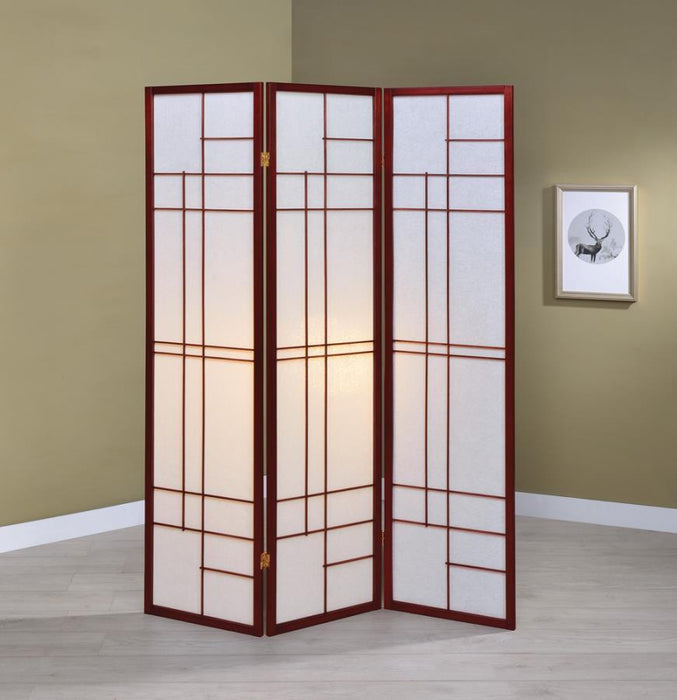 Katerina - 3-Panel Folding Floor Screen - White And Cherry Sacramento Furniture Store Furniture store in Sacramento