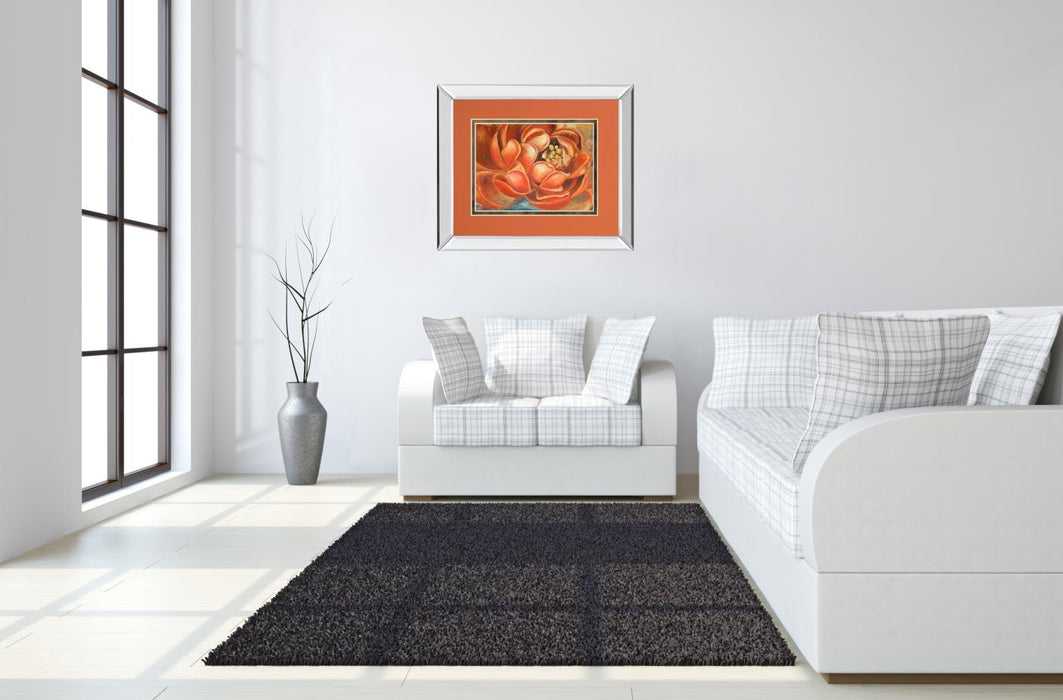 Red Lotus I By Patricia Pinto - Mirror Framed Print Wall Art - Red