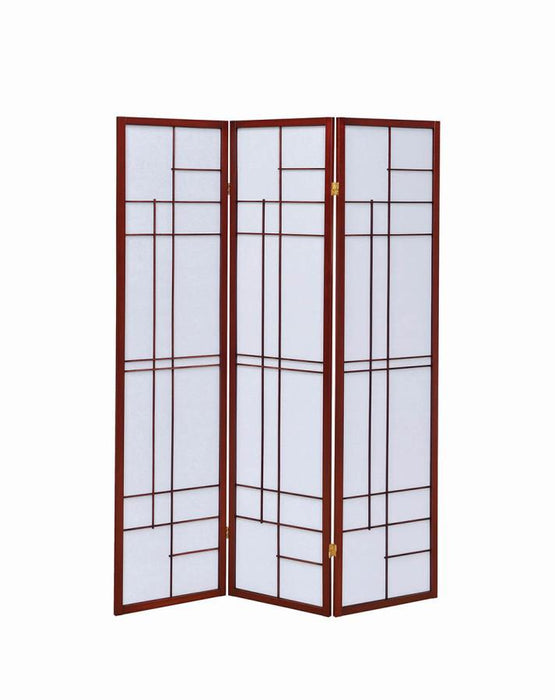 Katerina - 3-Panel Folding Floor Screen - White And Cherry Sacramento Furniture Store Furniture store in Sacramento