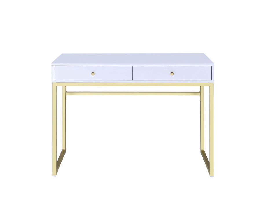 Coleen - Vanity Desk - White & Brass Finish Sacramento Furniture Store Furniture store in Sacramento