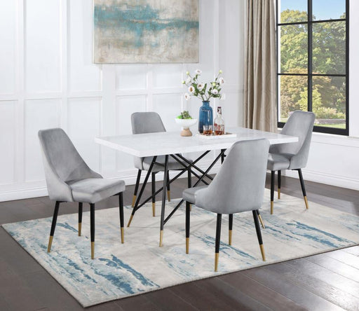 Gabrielle - 5 Piece Marble Top Rectangular Dining Table Set - White And Gray Sacramento Furniture Store Furniture store in Sacramento