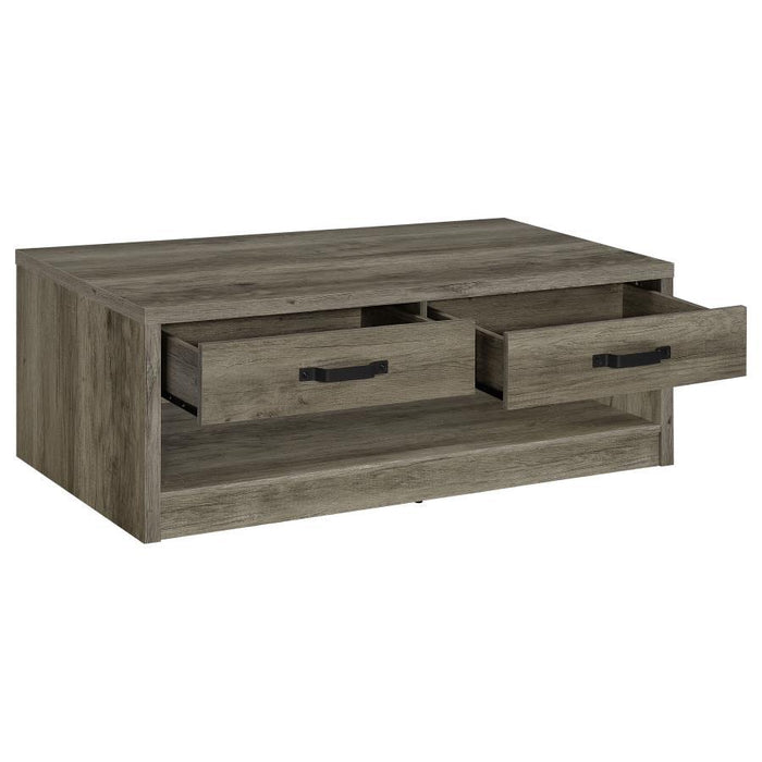 Felix - 2-Drawer Rectangular Engineered Wood Coffee Table - Gray Driftwood Sacramento Furniture Store Furniture store in Sacramento