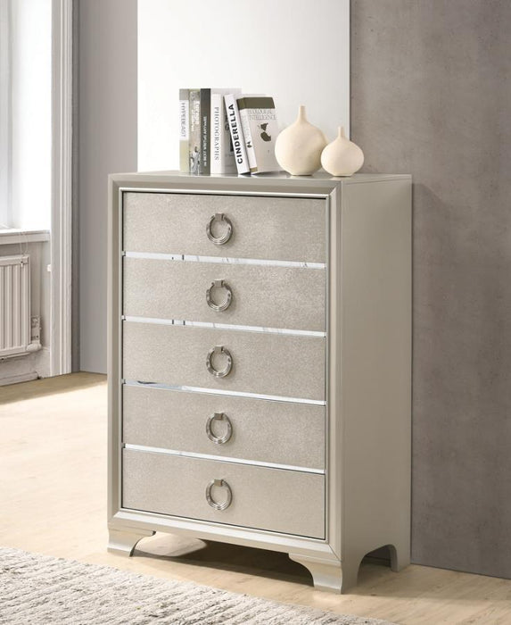 Salford - 5-Drawer Chest - Metallic Sterling Sacramento Furniture Store Furniture store in Sacramento