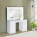 Acena - 7-Drawer Glass Top Vanity Desk With Lighting - White Sacramento Furniture Store Furniture store in Sacramento