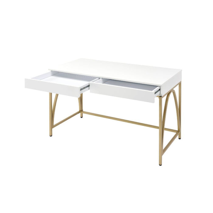 Lightmane - Desk - White High Gloss & Gold Sacramento Furniture Store Furniture store in Sacramento