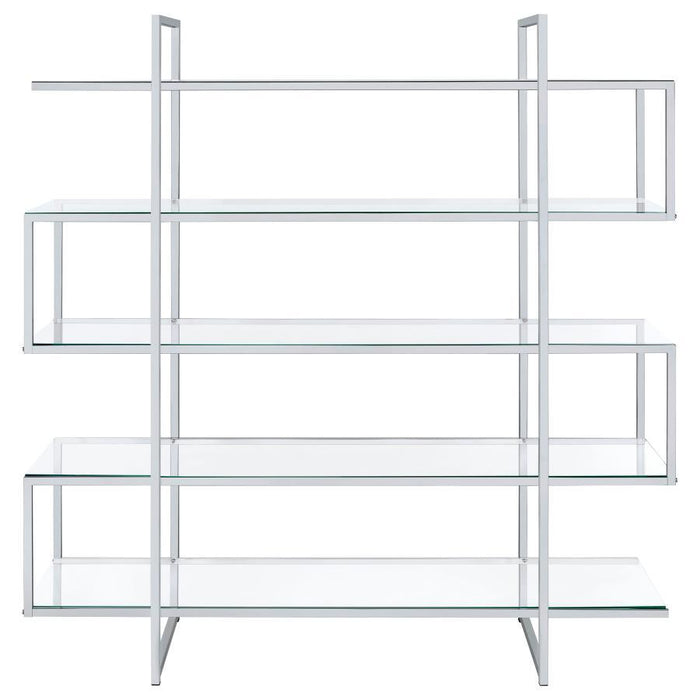 Elmer - 5-Shelf Bookcase - Chrome And Clear Sacramento Furniture Store Furniture store in Sacramento