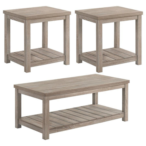 Colter - 3 Piece Occasional Set With Open Shelves - Greige Sacramento Furniture Store Furniture store in Sacramento