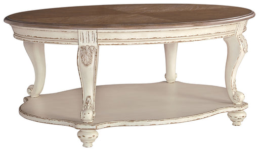 Realyn - White / Brown - Oval Cocktail Table Sacramento Furniture Store Furniture store in Sacramento