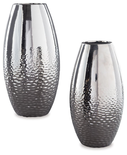 Dinesh - Silver Finish - Vase Set (Set of 2) Sacramento Furniture Store Furniture store in Sacramento