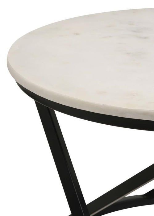 Miguel - Round Accent Table With Marble Top - White And Black Sacramento Furniture Store Furniture store in Sacramento