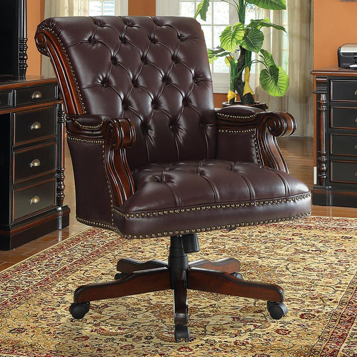 Calloway - Tufted Adjustable Height Office Chair - Dark Brown Sacramento Furniture Store Furniture store in Sacramento