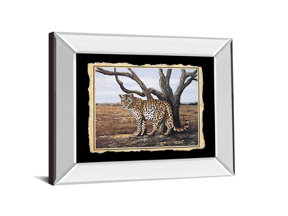 Cheetah - Mirror Framed Print Wall Art - Beige