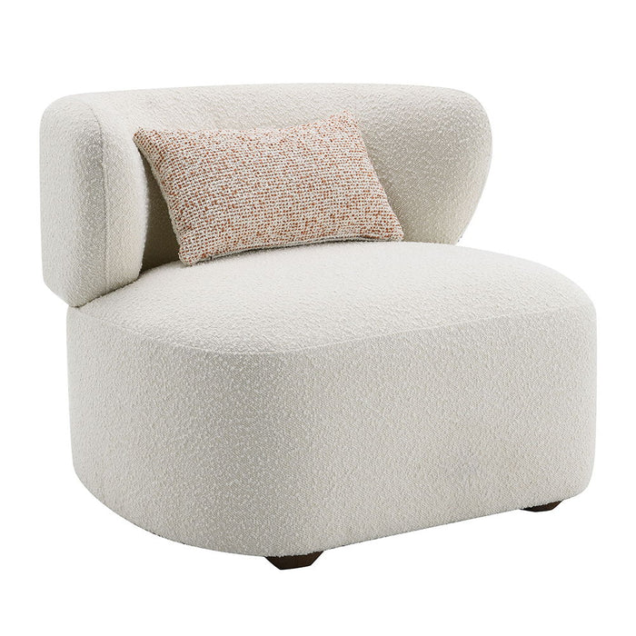 Darius - Accent Chair With Pillow - Beige Boucle