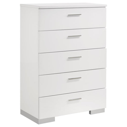 Felicity - 5-Drawer Chest - Glossy White Sacramento Furniture Store Furniture store in Sacramento