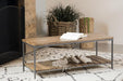 Gerbera - Accent Bench With Slat Shelf - Natural And Gunmetal Sacramento Furniture Store Furniture store in Sacramento