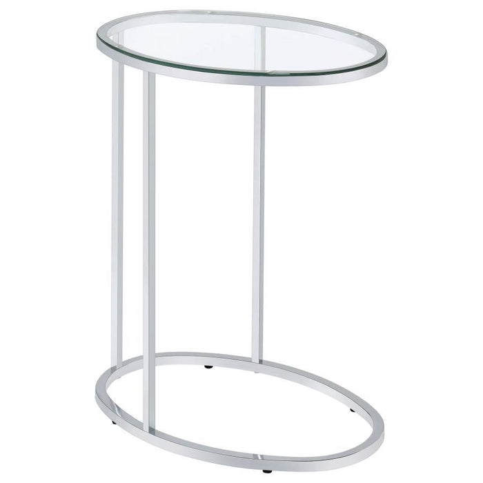 Kyle - Oval Snack Table - Chrome And Clear Sacramento Furniture Store Furniture store in Sacramento