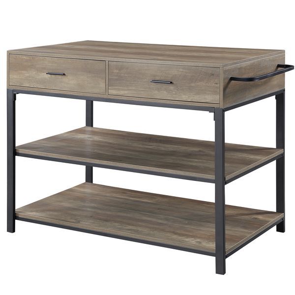 Macaria - Kitchen Island - Rustic Oak & Black Finish - 36" Sacramento Furniture Store Furniture store in Sacramento