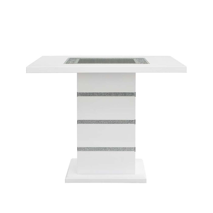 Elizaveta - Counter Height Table - Gray Velvet, Faux Crystal Diamonds &White High Gloss Finish Sacramento Furniture Store Furniture store in Sacramento