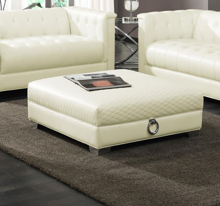 Chaviano - Upholstered Ottoman - Pearl White Sacramento Furniture Store Furniture store in Sacramento