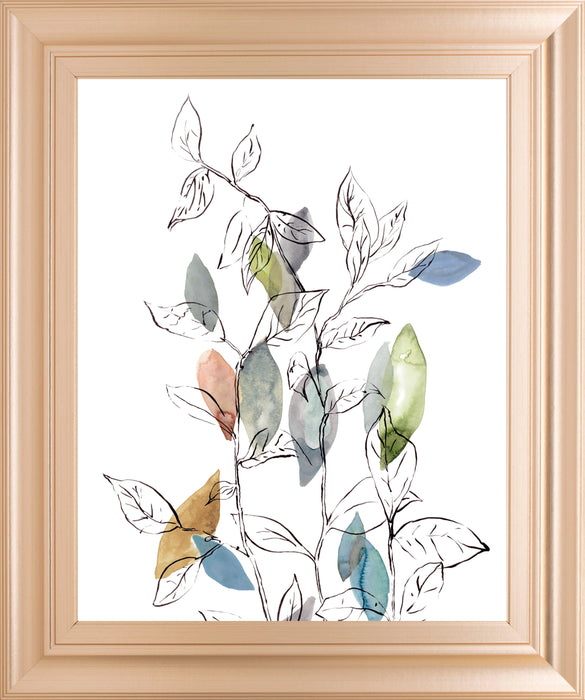 Spring Leaves I By Meyers, R. - Framed Print Wall Art - Blue