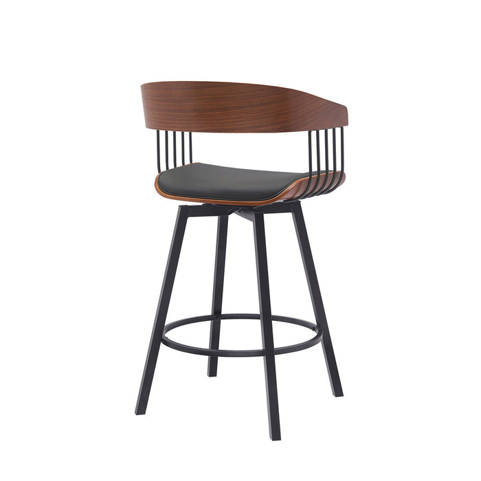 Athena - Swivel Walnut Metal Stool