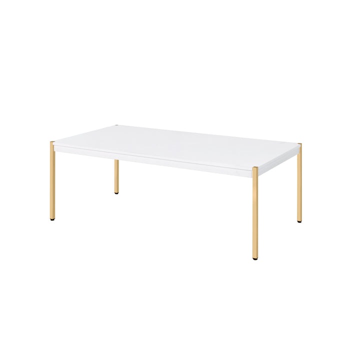 Otrac - Coffee Table - White & Gold Finish Sacramento Furniture Store Furniture store in Sacramento