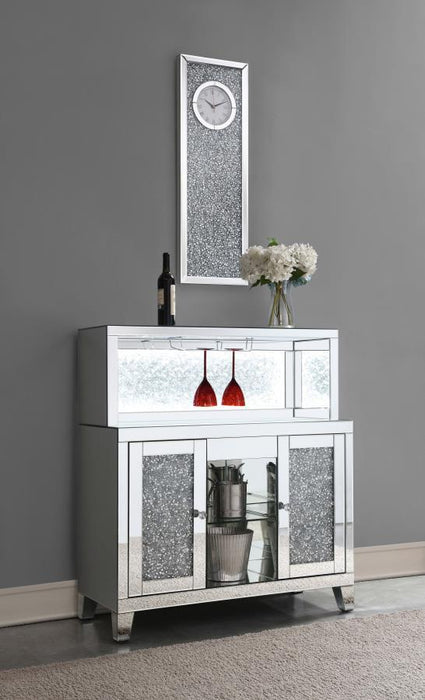 Yvaine - 2-Door Mirrored Wine Cabinet With Faux Crystal Inlay - Silver Sacramento Furniture Store Furniture store in Sacramento