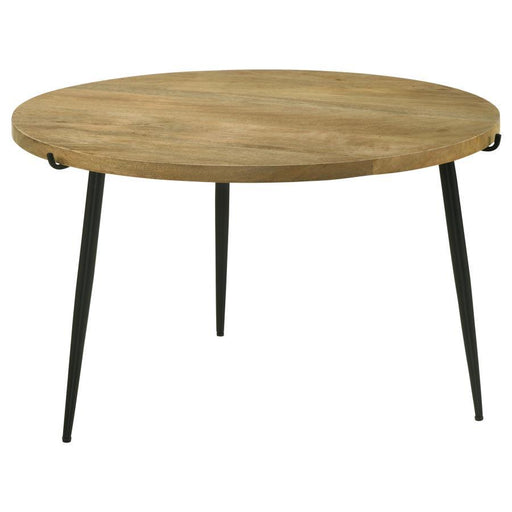 Pilar - Round Solid Wood Top Coffee Table - Natural And Black Sacramento Furniture Store Furniture store in Sacramento