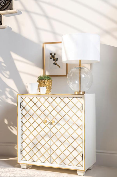 Belinda - 2 Door Storage Accent Cabinet - White And Gold